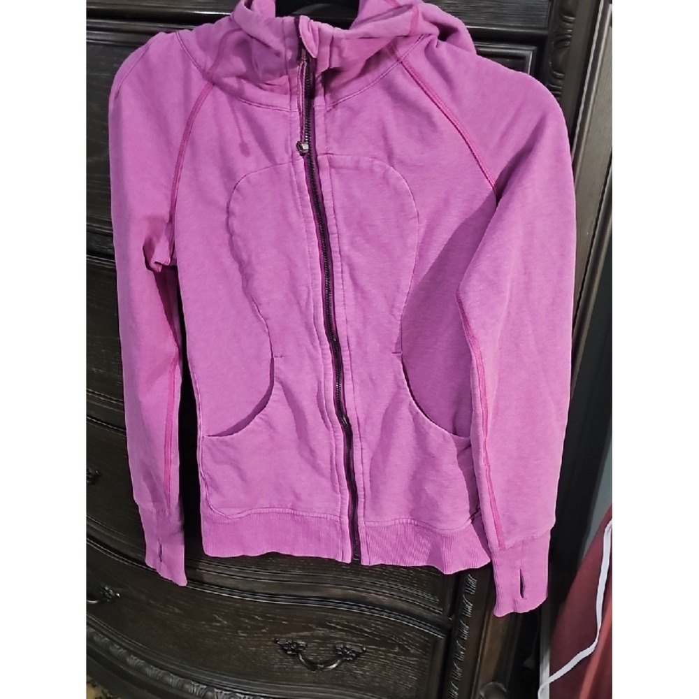 Lululemon Scuba Full Zip Hoodie Pink Heathered Cotton Jacket Size 2
